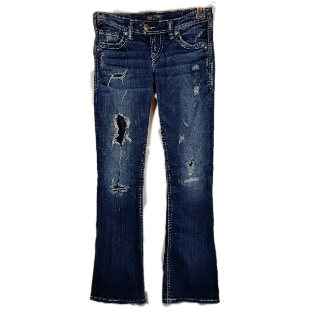 Silver Women Jean Sz 26 Tuesday Destroyed  Bootcut